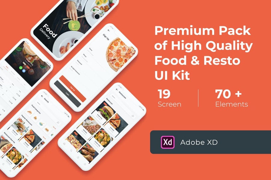 Food Delivery UI Kit for Xd