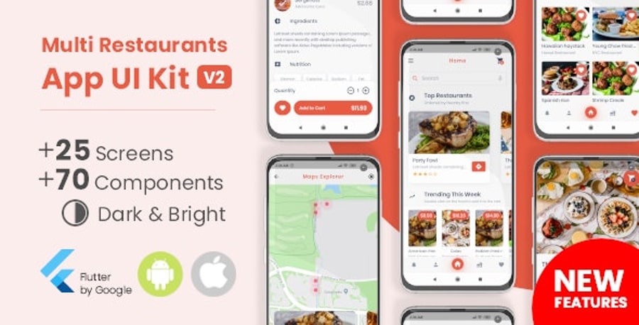 Multi Restaurants App UI Kit - Flutter