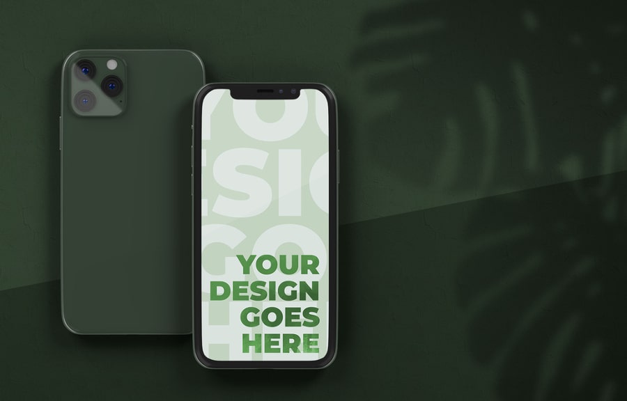 Smartphone Mockup - Front and Back View - Midnight Green