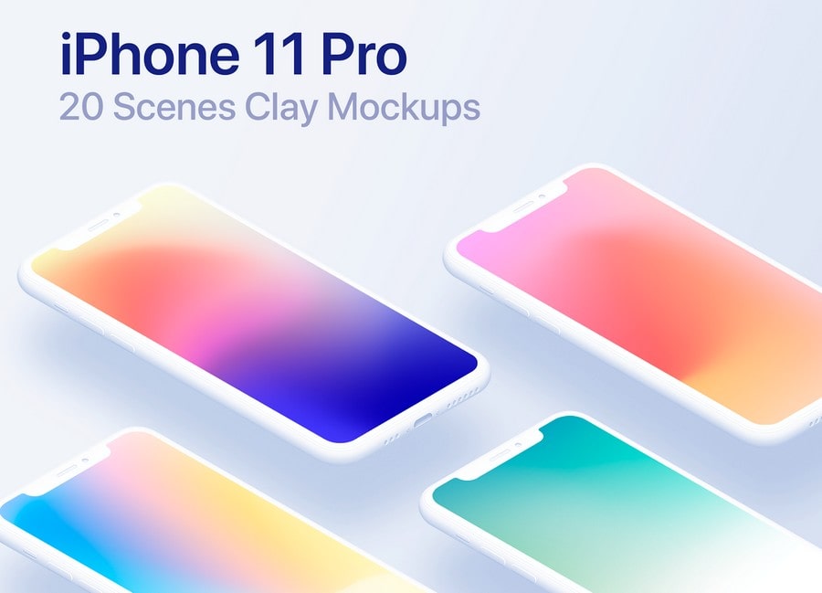 iPhone 11 Pro - 20 scenes clay mockups