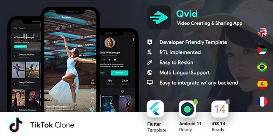 Qvid Video Sharing Flutter Template